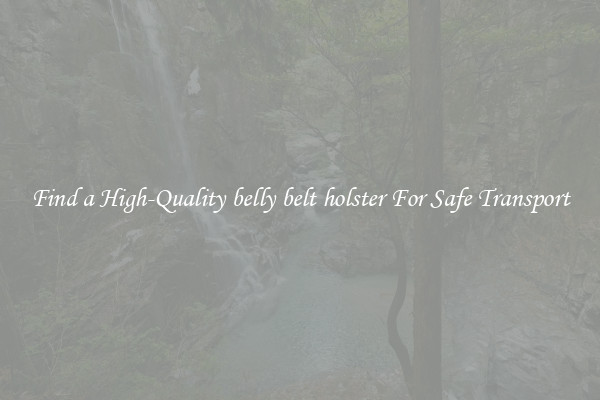 Find a High-Quality belly belt holster For Safe Transport